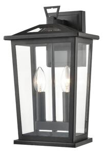 Franklite Dusk Outdoor 2 Light Wall Lantern In Matt Black Finish IP44 EXT6647