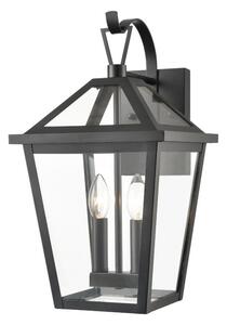 Franklite Dusk Outdoor 2 Light Hanging Wall Lantern In Matt Black Finish IP44 EXT6650