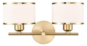 Franklite Polaris 2 Light Wall Light In Aged Brass With Fabric Shades FL2498-2
