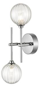 Franklite Abstraction Bathroom 2 Light Wall / Ceiling Light In Chrome With Ribbed Glass FL2464-2