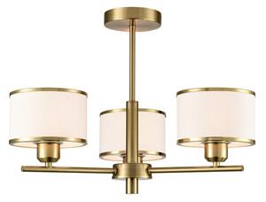 Franklite Polaris 3 Light Semi Flush Ceiling Light In Aged Brass With Fabric Shades FL2498-3