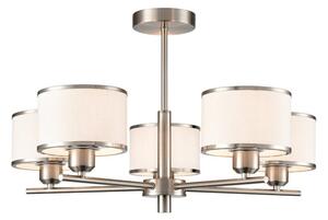Franklite Polaris 5 Light Semi Flush Ceiling Light In Satin Nickel With Fabric Shades FL2497-5