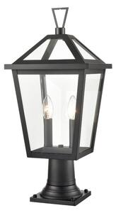 Franklite Dusk Outdoor 2 Light Pedestal Lantern In Matt Black Finish 560mm EXT6652
