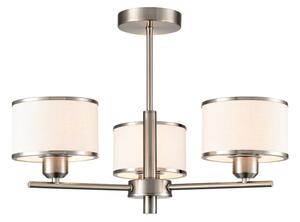 Franklite Polaris 3 Light Semi Flush Ceiling Light In Satin Nickel With Fabric Shades FL2497-3