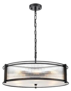 Franklite Sloane 8 Light Ceiling Light In Matt Black With Ribbed And Frosted Glass FL2504-8