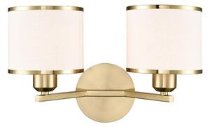 Franklite Sirius 2 Light Wall Light In Aged Brass With Off White Shade FL2496-2