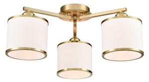 Franklite Sirius 3 Light Flush Ceiling Light In Aged Brass With Off White Shade FL2496-3
