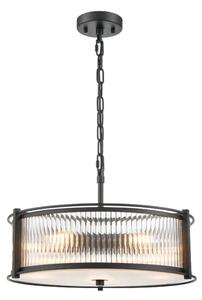 Franklite Sloane 5 Light Ceiling Light In Matt Black With Ribbed And Frosted Glass FL2504-5