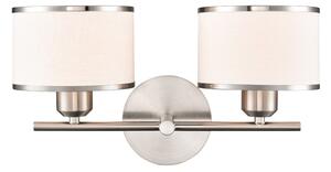 Franklite Polaris 2 Light Wall Light In Satin Nickel With Fabric Shades FL2497-2