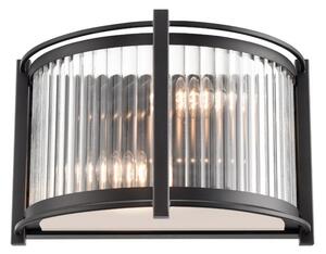 Franklite Sloane 2 Light Wall Light In Matt Black With Ribbed And Frosted Glass FL2504-2
