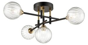Franklite Abstraction Bathroom 4 Light Ceiling Light In Black With Ribbed Glass FL2463-4