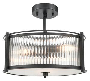 Franklite Sloane 3 Light Ceiling Light In Matt Black With Ribbed And Frosted Glass FL2504-3