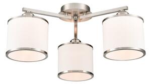 Franklite Sirius 3 Light Flush Ceiling Light In Satin Nickel With Off White Shade FL2495-3