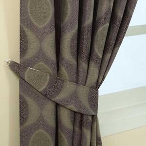 Homescapes Purple Jacquard Tie Back Pair Modern Curve Design