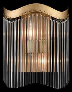 Franklite Harp 2 Light Curved Frame Wall light In Aged Brass With Glass Rods FL2512-2