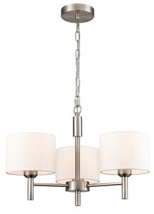 Franklite Barolo 3 Light Ceiling Light In Satin Nickel With Off White Shades FL2494-3
