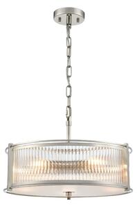 Franklite Sloane 5 Light Ceiling Light In Polished Nickel With Ribbed And Frosted Glass FL2505-5