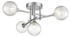 Franklite Abstraction Bathroom 4 Light Ceiling Light In Chrome With Ribbed Glass FL2464-4