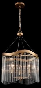Franklite Harp 3 Light Curved Frame Ceiling Pendant In Aged Brass With Glass Rods FL2512-3
