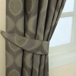 Homescapes Grey Jacquard Tie Back Pair Modern Curve Design