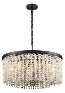 Franklite Coral 8 Light Crystal Ceiling Pendant Light In Matt Black Finish FL2502-8