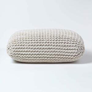 Natural Knitted Cotton Pouffe Floor Cushion Square 70 x 70 x 20 cm