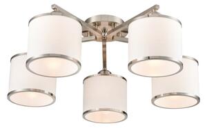 Franklite Sirius 5 Light Flush Ceiling Light In Satin Nickel With Off White Shade FL2495-5