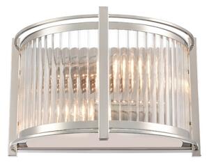 Franklite Sloane 2 Light Wall Light In Polished Nickel With Ribbed And Frosted Glass FL2505-2