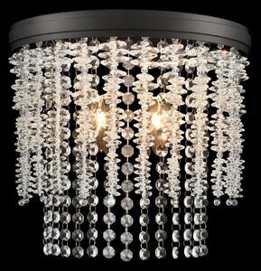Franklite Coral 2 Light Crystal Wall Light In Matt Black Finish FL2502-2