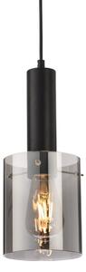 Firstlight 6935BK Phase Ceiling Pendant Light In Black Finish With Smoked Glass