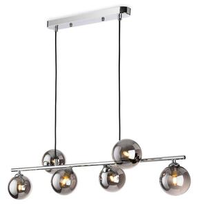 Firstlight 6912CH Lando 6 Light Bar Ceiling Pendant Light In Chrome With Smoked Glass Shade