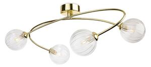 Firstlight 6925BR Atom 4 Light Flush Ceiling Light In Brass With Clear Decorative Glass