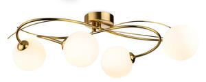 Firstlight 6921BB Elba 4 Light Flush Ceiling Light In Brushed Brass With Opal White Glass