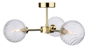Firstlight 6915BR Garrick 3 Light Flush Ceiling Light In Brass With Clear Decorative Glass
