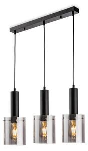 Firstlight 6936BK Phase 3 Light Bar Ceiling Pendant Light In Black Finish With Smoked Glass