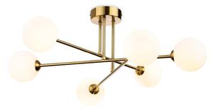 Firstlight 6911BB Lando 6 Light Flush Ceiling Light In Brushed Brass Finish With Opal White Glass