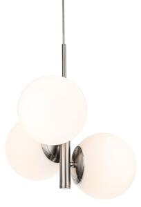 Firstlight 6940BS Oyster Ceiling Pendant Light in Brushed Steel With Opal White Glass