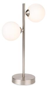Firstlight 6933BS Lyric Table Lamp In Brushed Steel Finish With Opal White Glass