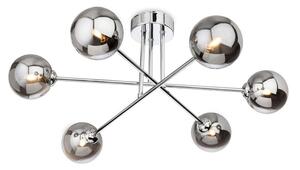 Firstlight 6911CH Lando 6 Light Flush Ceiling Light In Chrome With Smoked Glass Shade