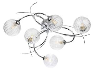 Firstlight 6922CH Elba 6 Light Flush Ceiling Light In Chrome Finish With Clear Decorative Glass