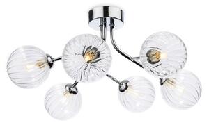 Firstlight 6906CH Groves 6 Light Flush Ceiling Light In Chrome With Clear Decorative Glass