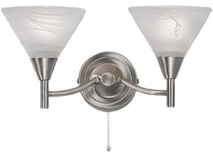 P9832 2 Light Satin Nickel and Alabaster Wall Light