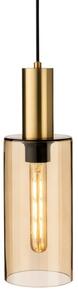 Firstlight 6884SB Rimini Ceiling Pendant Light In Satin Brass With Smoked Amber Glass Shade
