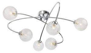 Firstlight 6926CH Atom 6 Light Flush Ceiling Light In Chrome With Clear Decorative Glass