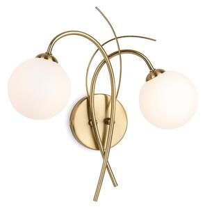 Firstlight 6920BB Elba 2 Light Wall Light In Brushed Brass With Opal White Glass
