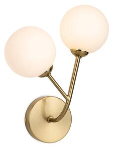 Firstlight 6905BB Groves 2 Light Wall Light In Brushed Brass Finish With Opal White Glass