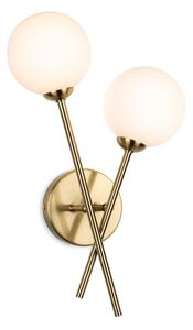 Firstlight 6909BB Lando 2 Light Wall Light In Brushed Brass With Opal White Glass
