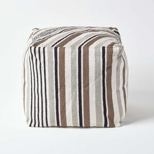 Grey, Black and White Stripe Cube Square Footstool 40 x 40 x 40 cm