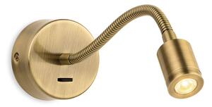 Firstlight 6867AB Spring LED Switched Wall Light In Antique Brass Finish