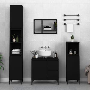 Bathroom Cabinet Black 30x30x190 cm Engineered Wood
